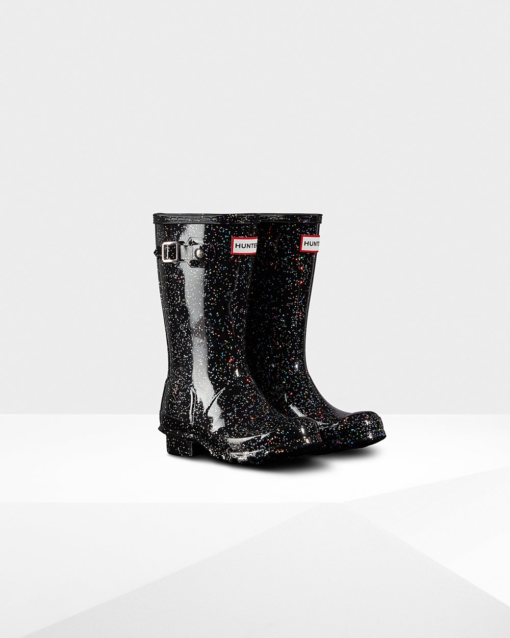 Botas de Lluvia Hunter Niños - Original Big Giant Glitter - Negros - VKOTBMZ-31